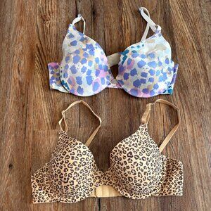 Maidenform 34C Set of 2 Bras-Lightly Padded Push Up Bras-Gently Used